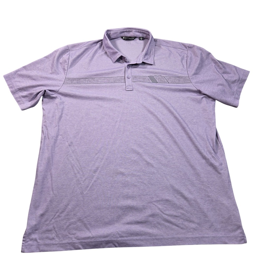 TravisMathew Polo Shirt Mens XXXL Purple Heathered Chest Stripe Short Sleeve